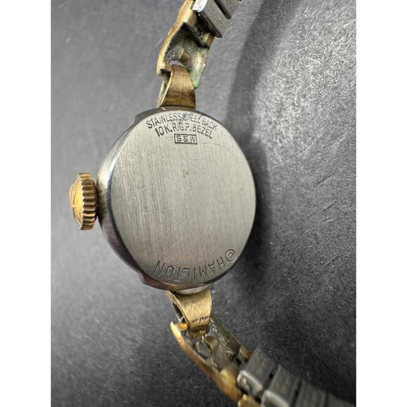 Vintage Ladies Hamilton 10K Rolled Gold Plated Bezel Classic Wrist Watch 15mm - Picture 6 of 7